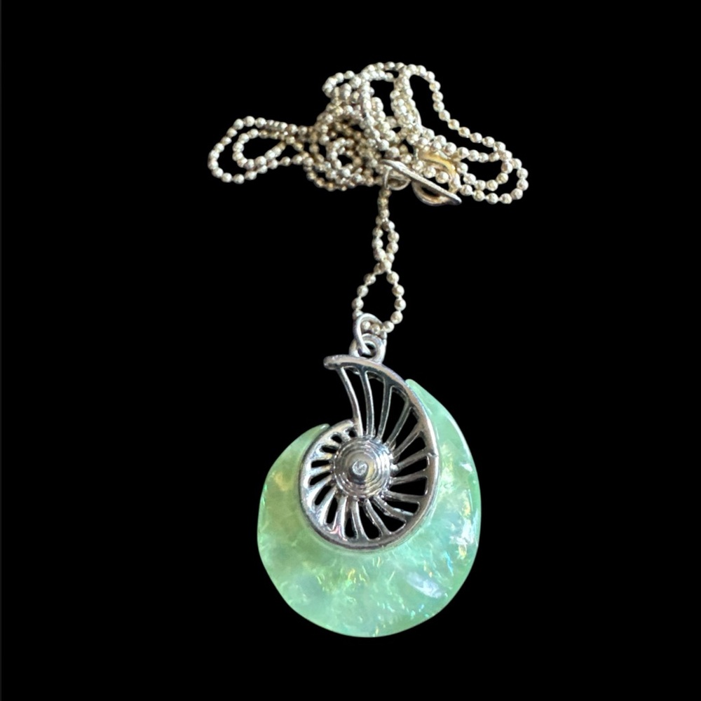 Resin ammolite necklace, EUC